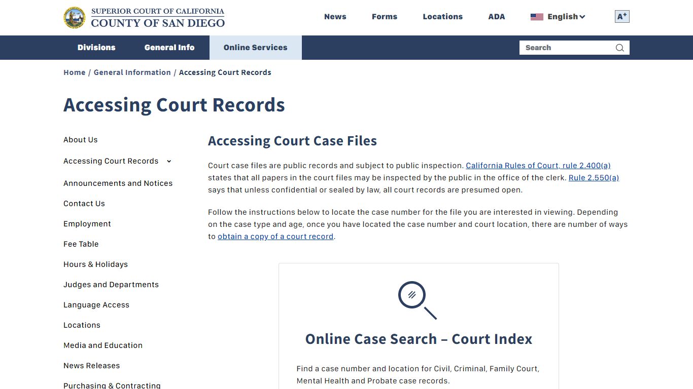Accessing Court Records - County of San Diego