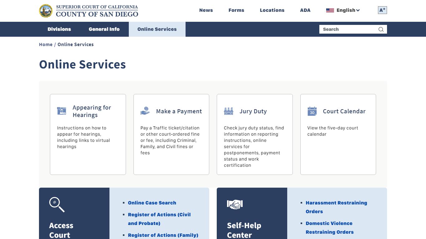 Online Services | Superior Court of California - County of San Diego